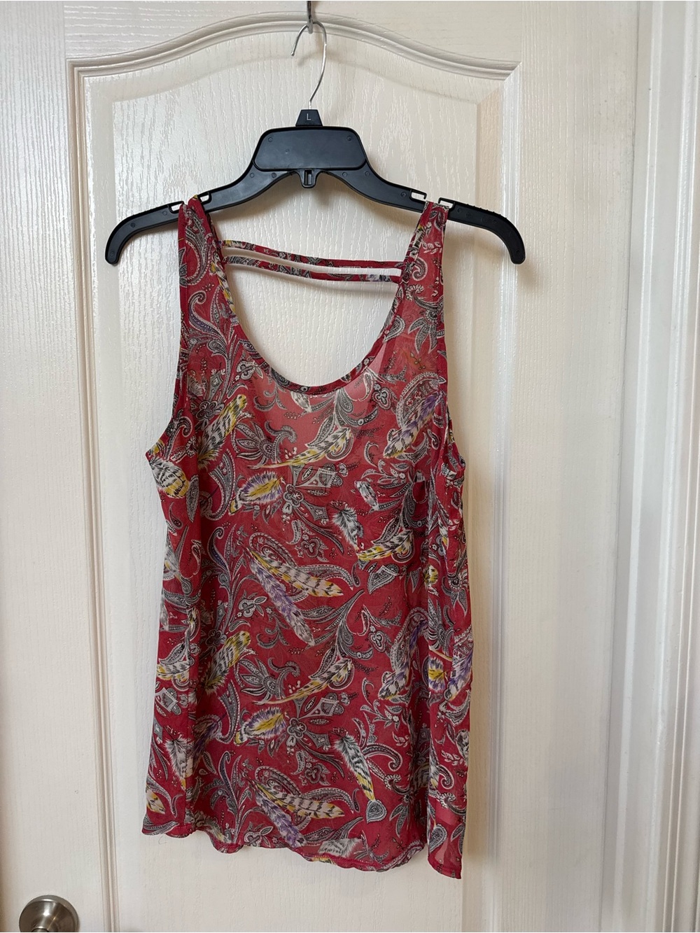 Paisley Red Women's Camisole with Double-Strap Back